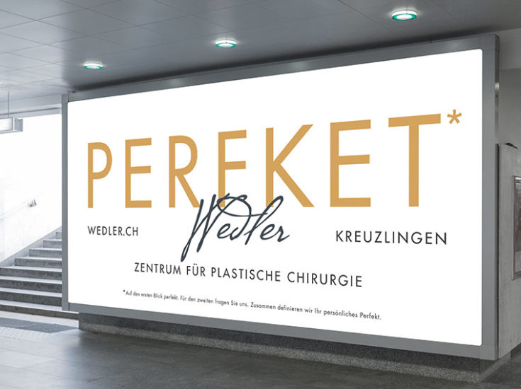 Plakate Werbung Chirurgie Wedler - grosses beleuchtetes Plakat in einer SBB Unterführung