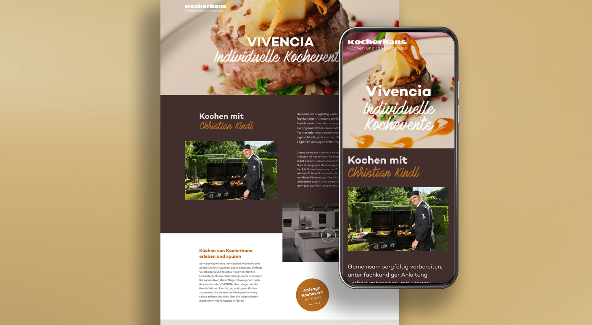 Website erstellen lassen Beispiel-Ansicht Desktop und Mobile View der Startseite von kocherhans.ch
