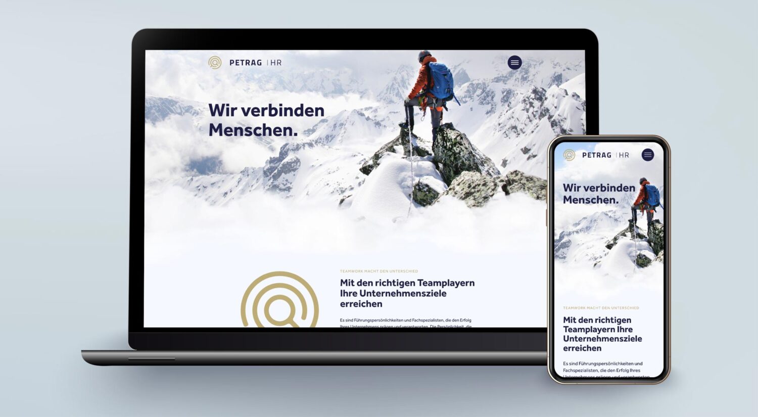 Website erstellen lassen Ansicht Desktop und Mobile View der Startseite der Referenz petrag.ch