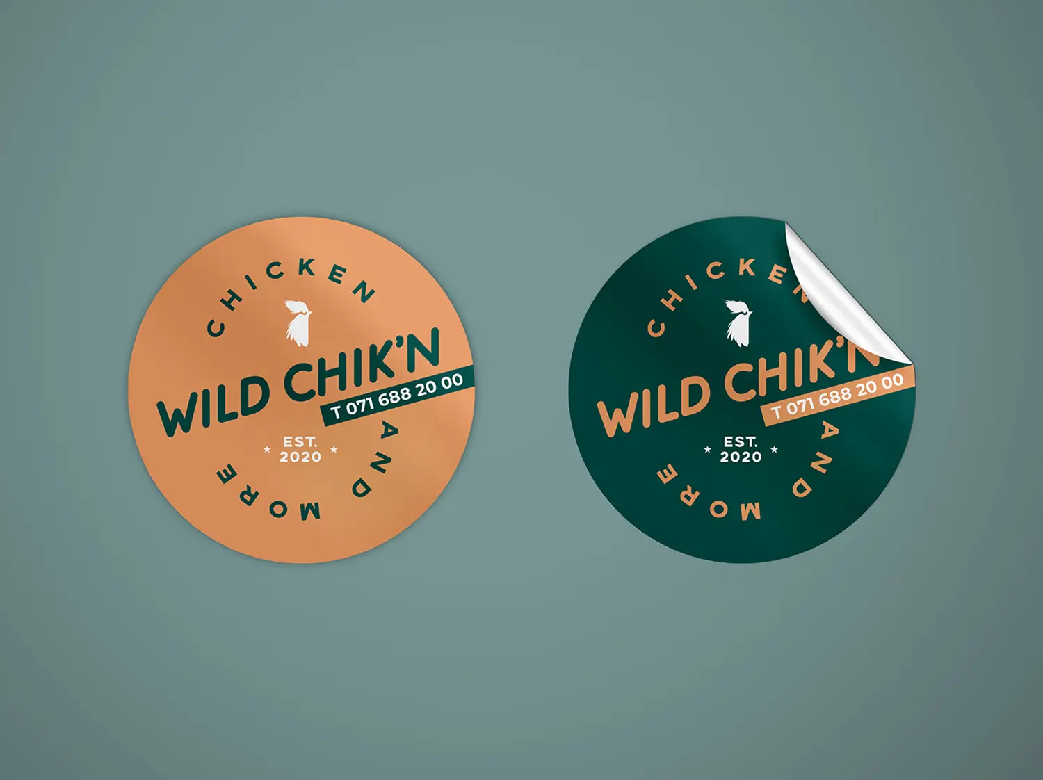 Sticker mit dem Logo von Wild Chik'n im Corporate Design des Restaurants.