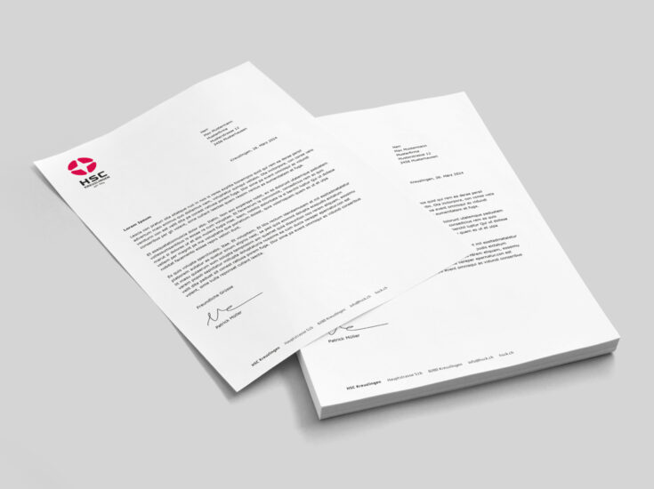 HSCK-Briefpapier im neuen Corporate Design.