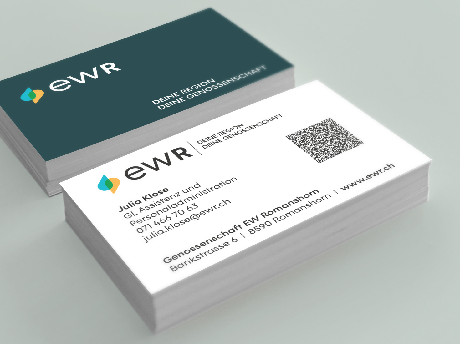 Die Visitenkarten des EWR im neuen Corporate Design.